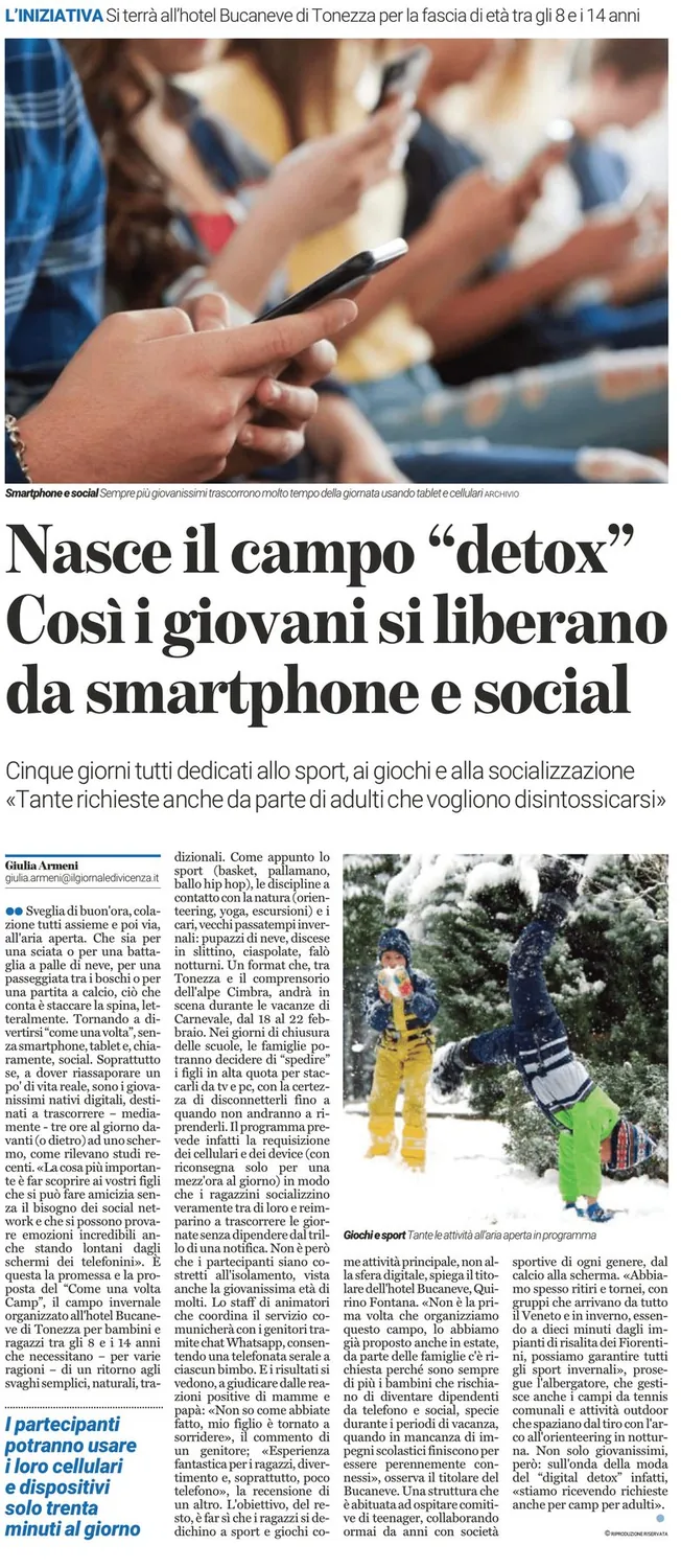 Articolo del Giornale di Vicenza sul Camp ComeUnaVolta